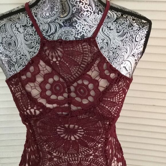 NWT Francesca halter laceover lined dress zipback - Picture 2 of 7